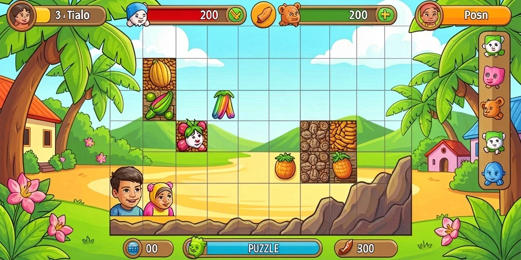 Screenshoot dari level menantang yang penuh aksi.